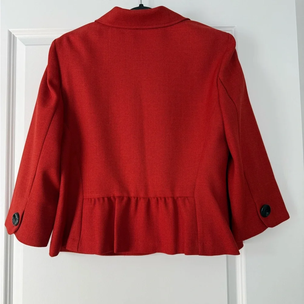 Perceptions Red Cropped Button-Front Blazer - Picture 6 of 9